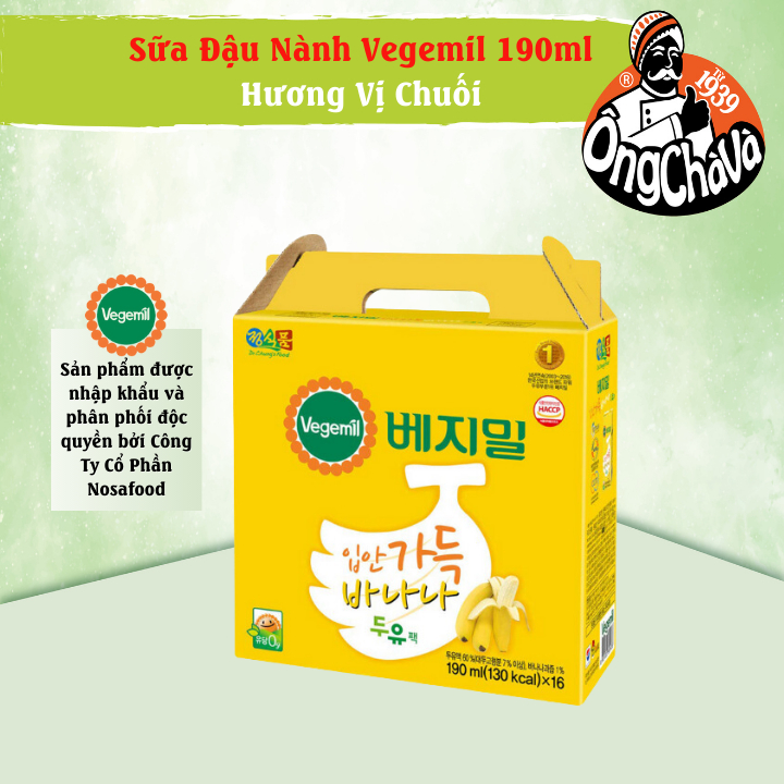 Thùng 16 Hộp Sữa Đậu Nành Hương Vị Chuối Vegemil 190ml (Banana Soymilk)