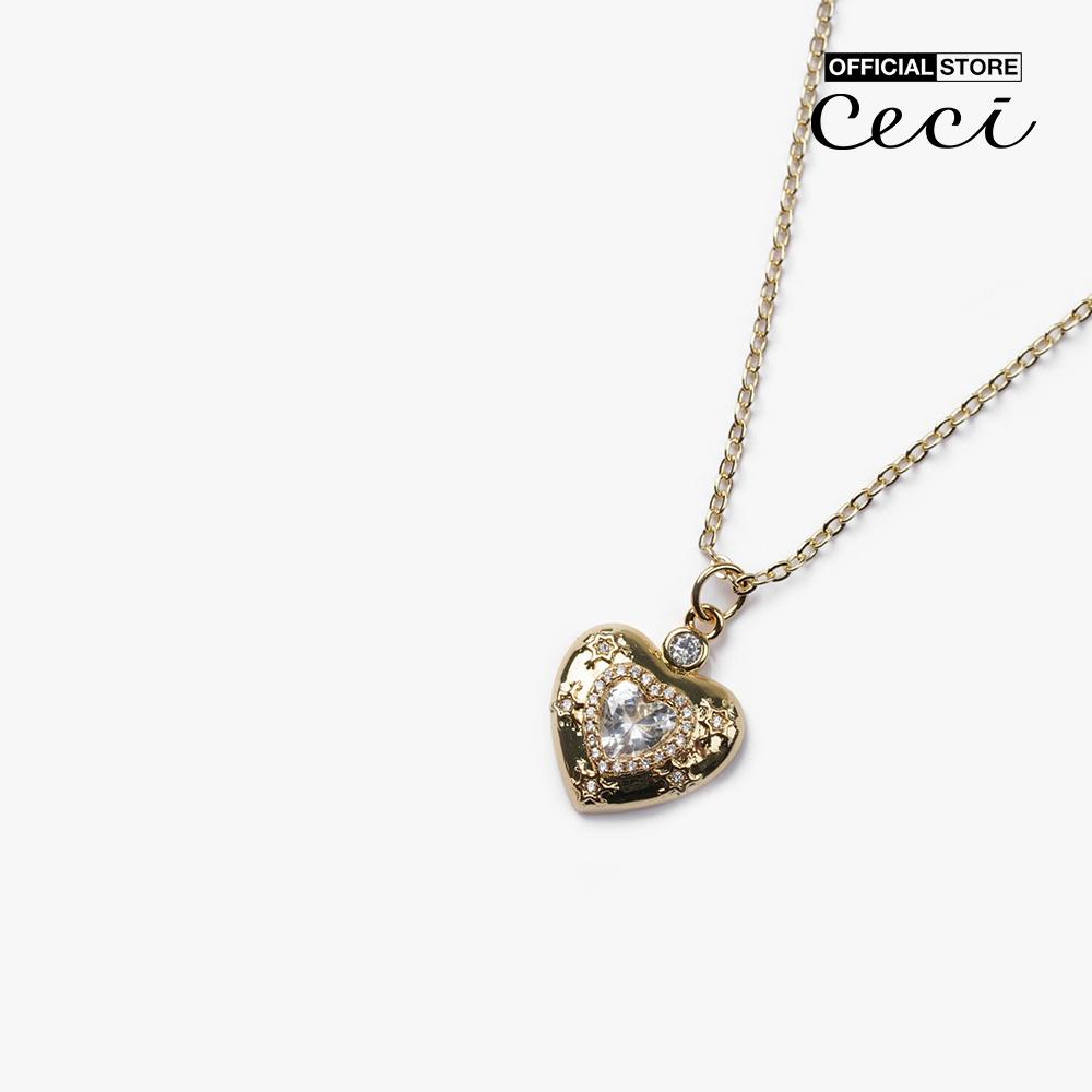 CECI - Dây chuyền nữ sợi mảnh phối mặt hình trái tim đính đá CC4-01000204