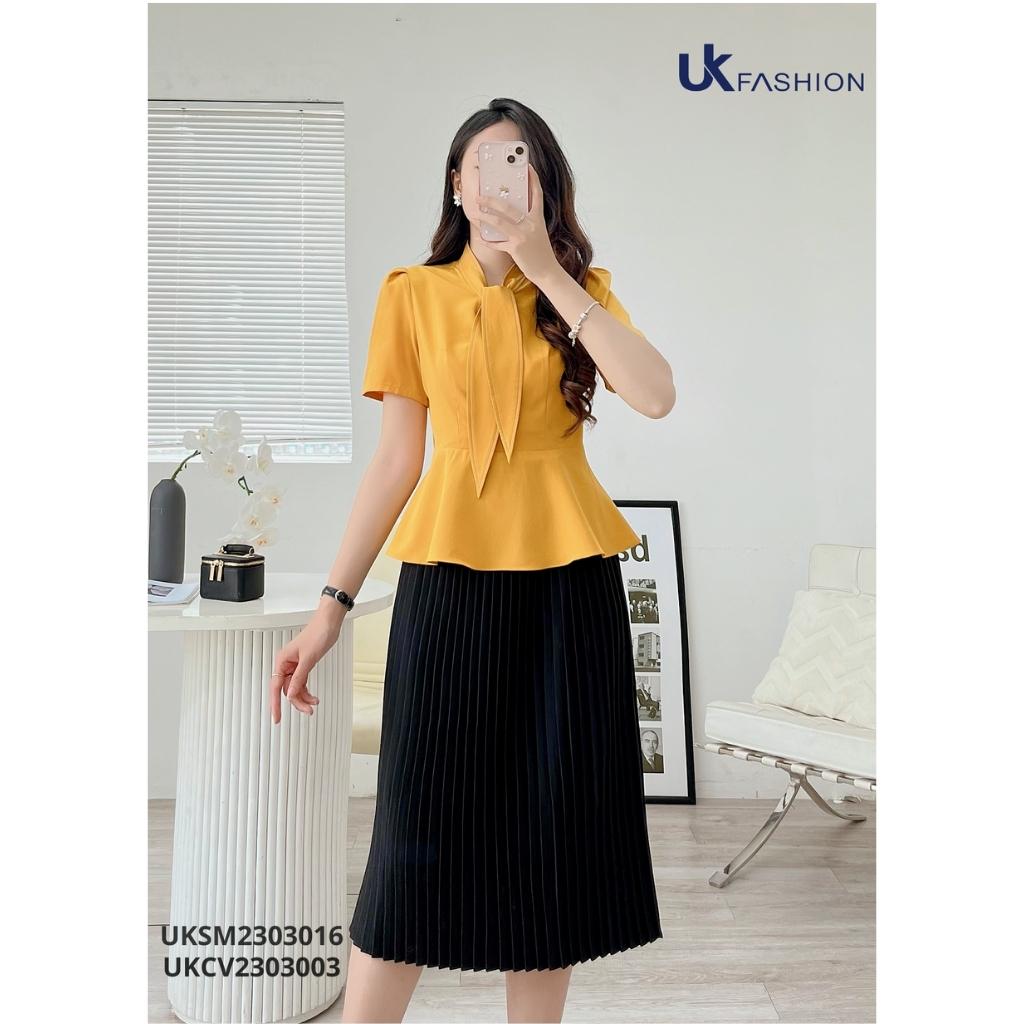 Áo Sơ Mi Nữ NK Fashion Thiết Kế Eo Xòe Kết Hợp Nơ Điệu Chất Vải Nhập Hàn Cao Cấp UKSM2303016