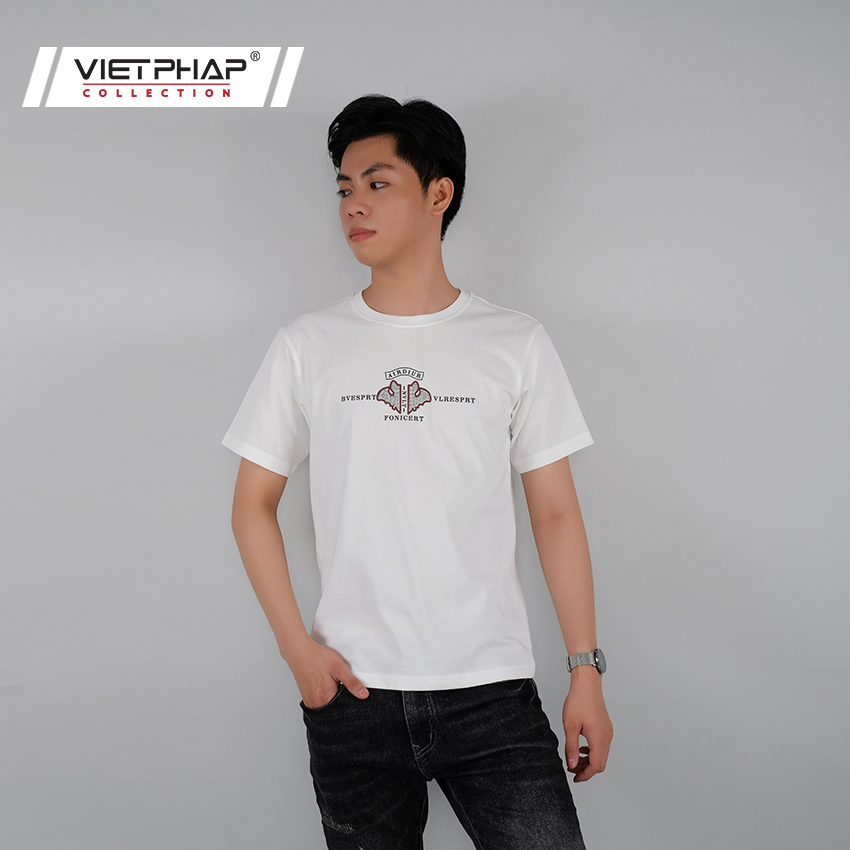 Áo Thun Nam Cổ Tròn Cao Cấp VIỆT PHÁP / Form Unisex- Chất liệu cotton co dãn thấm hút mồ hồi tốt 7802