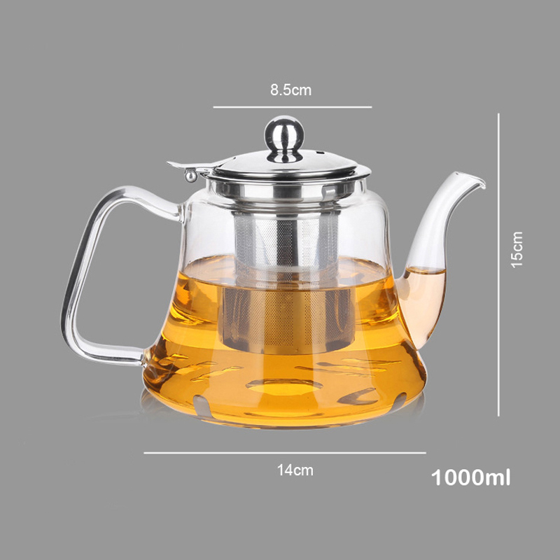 Bình Pha Trà Thủy Tinh Inox 304 Không Rỉ 1000ml