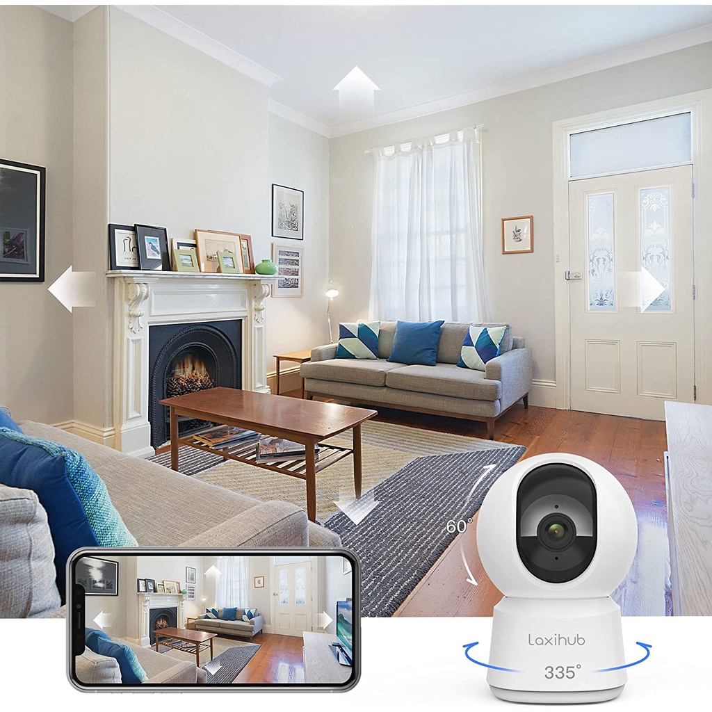 Camera IP giám sát 360 chất lượng full 2K Laxihub P2T hỗ trợ đàm thoại 2 chiều, hỗ trợ Alexa và trợ lý Assistant, phiên bản quốc tế - Hàng nhập khẩu