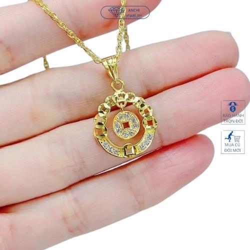 Dây chuyền nữ mặt kim tiền bạc thật mạ vàng tài lộc, Anchi jewelry