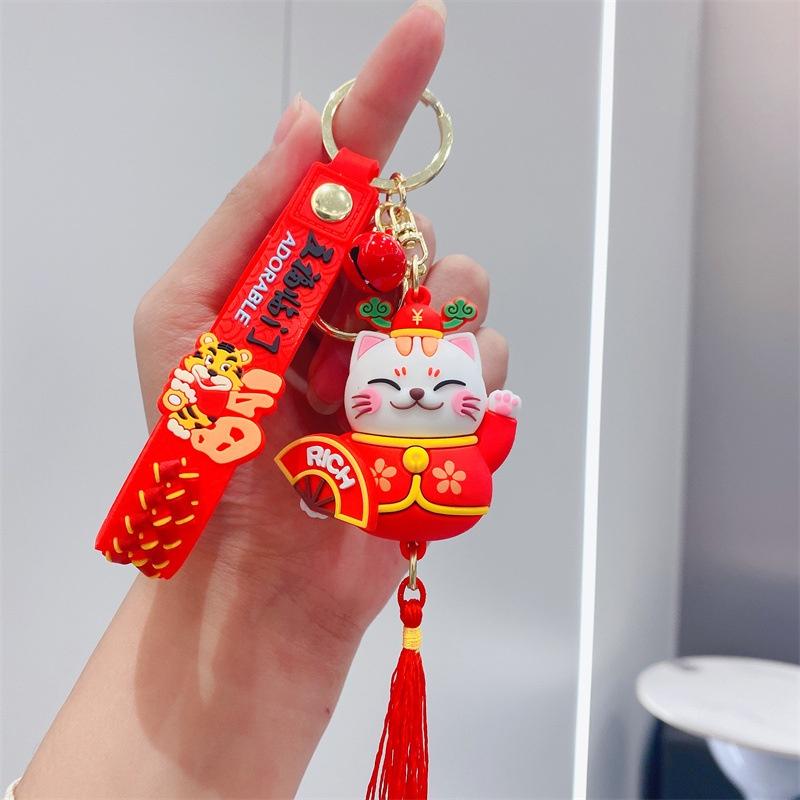 Móc khóa mèo thần tài may mắn có chuông cao cấp đẹp cute hình thú dễ thương phụ kiện túi xách MK7 - Rockcow