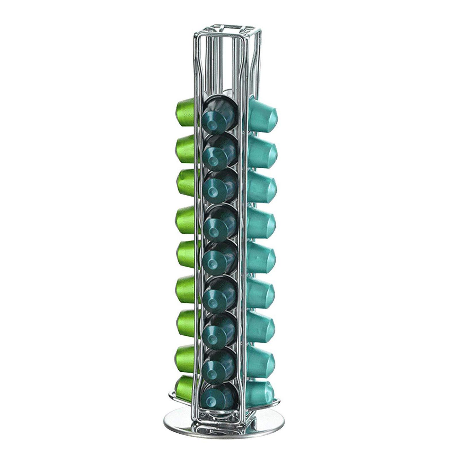 Iron Wire Coffee Pod Capsule Holder Rack Tower Storage Fits  for Counter Cafe Home Shop Can Hold 40 Capsules