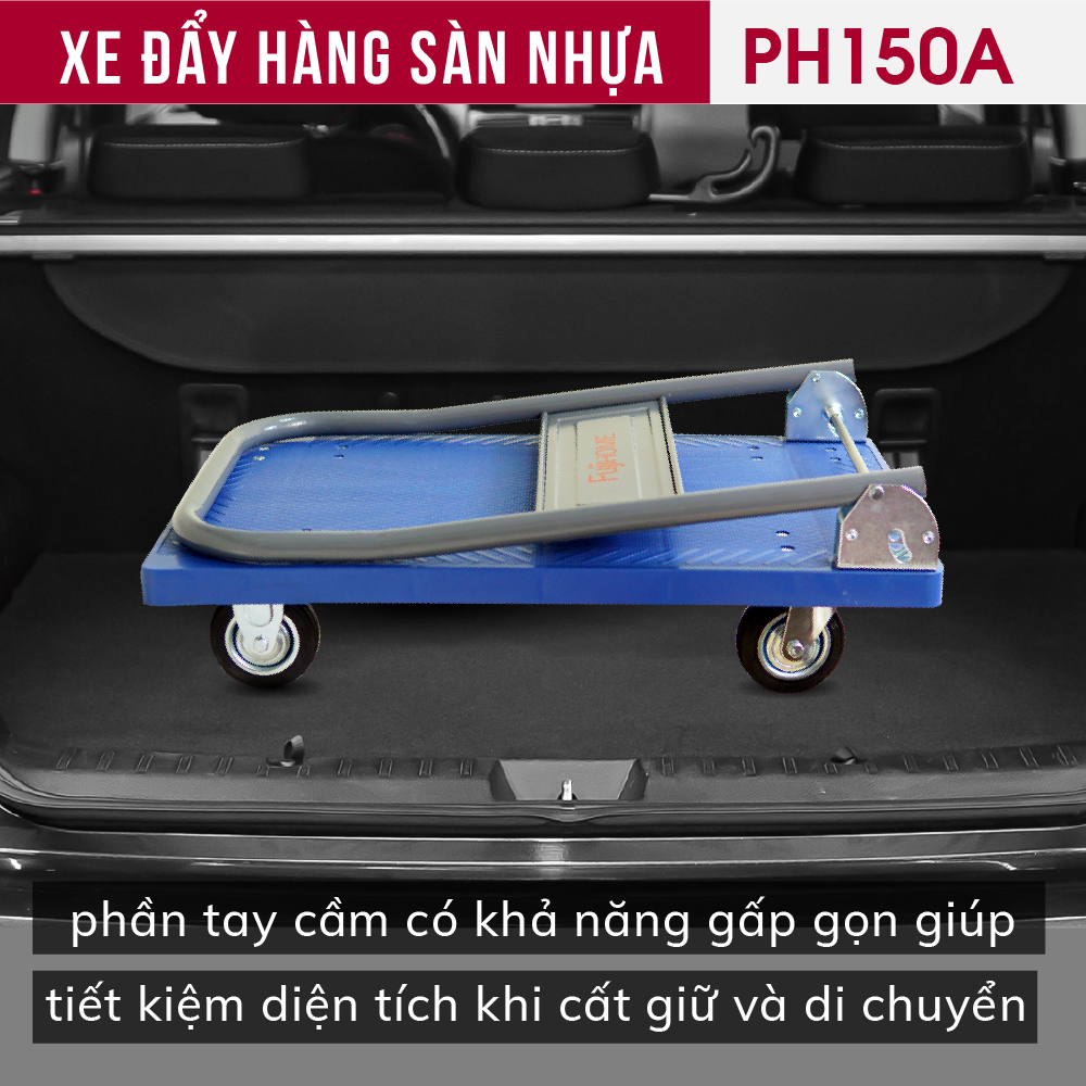 Xe kéo hàng 4 bánh gấp gọn 300kg Nhập Khẩu Nhật Bản FUJIHOME, bánh cao su siêu bền, xe chở đồ đẩy hàng gấp gọn đa năng giá rẻ - Hàng Nhập Khẩu