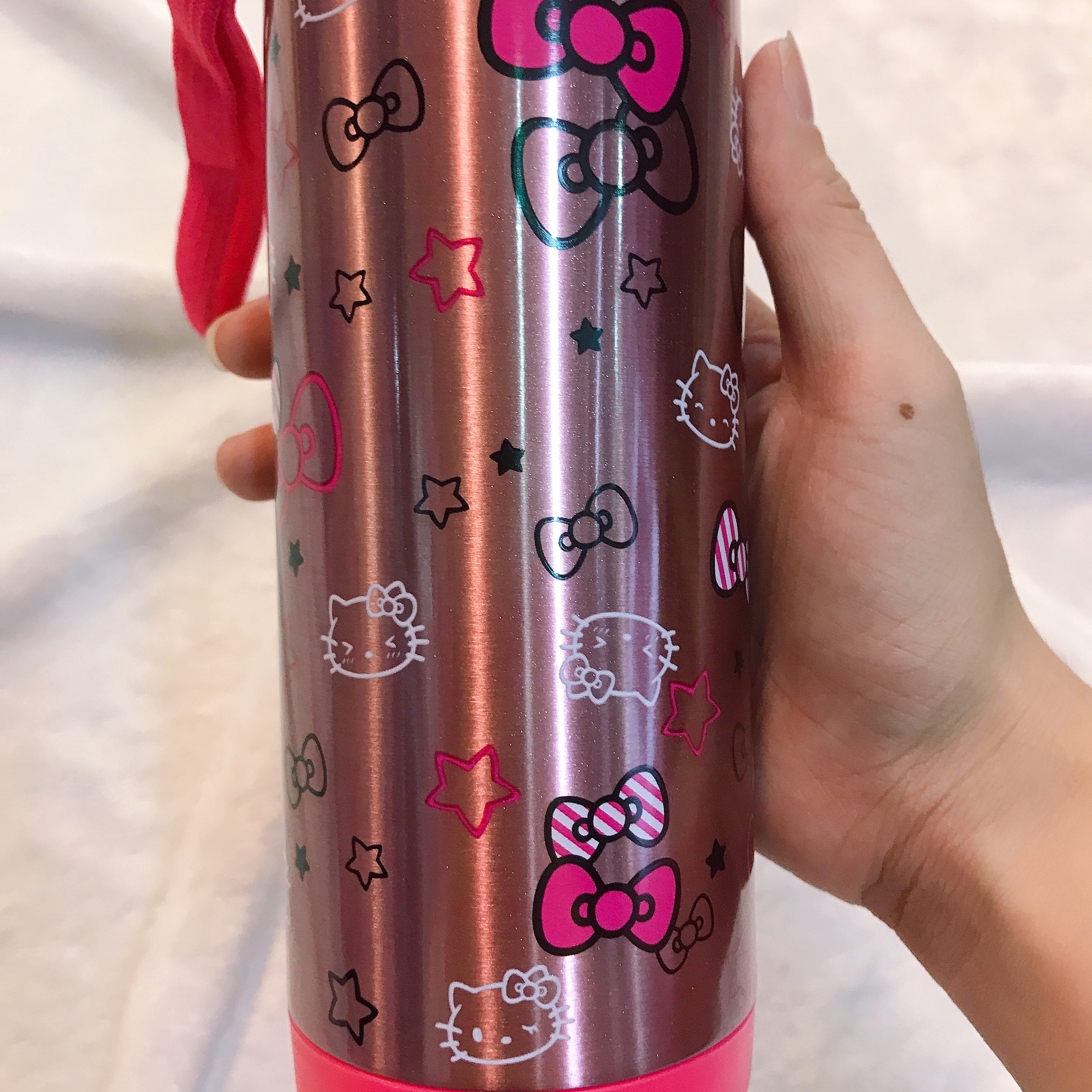 Bình nước giữ nhiệt hình mèo Kitty ngôi sao nắp trong suốt màu hồng đậm cho trẻ em, bé gái -  - KT3663HD