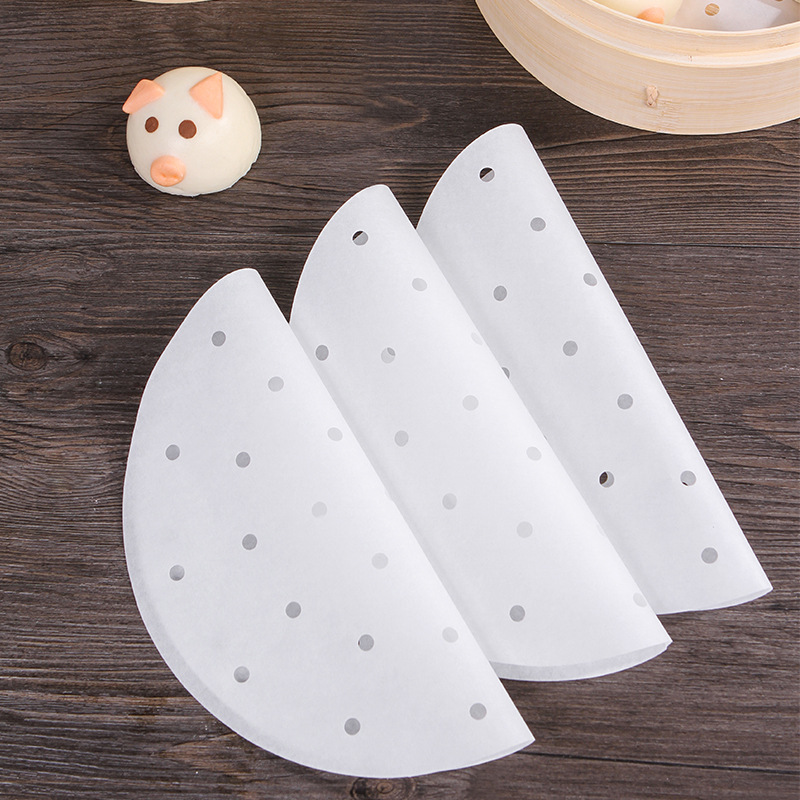 Giấy Nến Nướng Bánh Đục Lỗ Tròn Thấm Dầu Chống Dính Cho Nồi Chiên Không Dầu- Lót Đế Bánh Bao , Đa Năng
