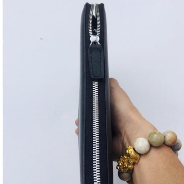 Ví nam dài, bóp nam cầm tay da bò cao cấp - clutch nam BlackMan da thật OLUX