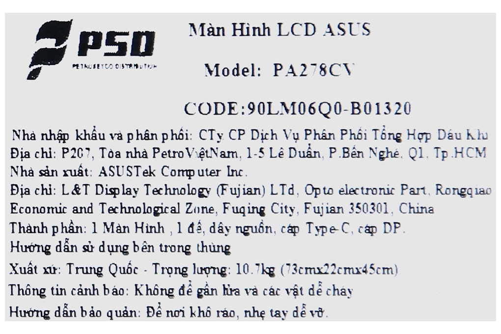 Asus LCD ProArt PA278CV 27&quot;QHD/5ms/75Hz/350cd2/HDMI/DP/Cáp Type-C/DP/Đen - Hàng chính hãng