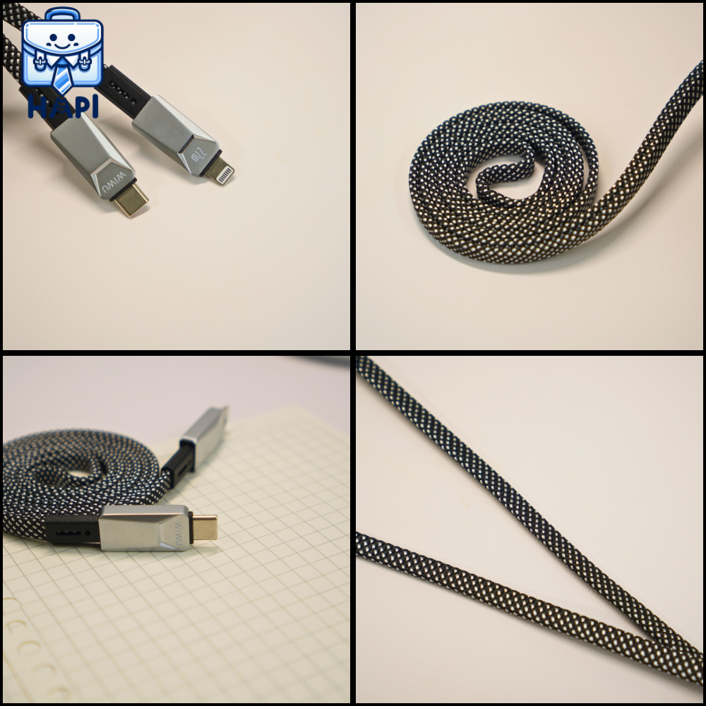 Cáp sạc hàng chính hãng WiWU Cyberlink Type-C to Type-C Wi-C078 dây dù nylon siêu bền, truyền đẫn ổn định