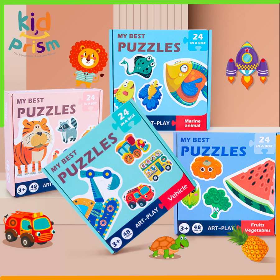 Bộ Puzzle Tranh Ghép 2 Mảnh Gỗ  Cao Cấp Chủ Đề Đa Dạng, Phù Hợp Cho Bé Từ 2 Tuổi Trở Lên - Đồ Chơi Giáo Dục