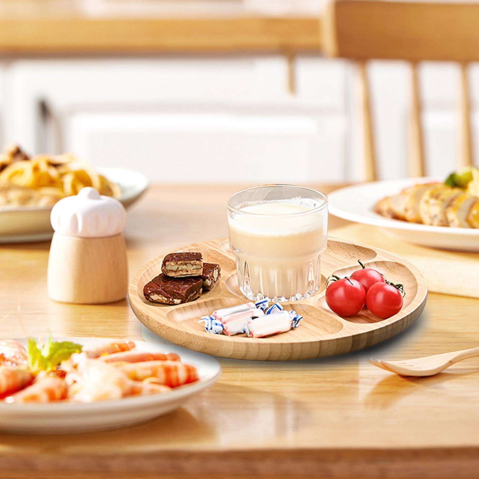 Wooden Tray with 5 Compartments Wooden Food Tray for Candies Party Appetizer