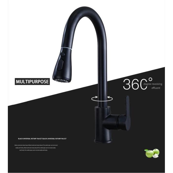 VÒI RỬA CHÉN BÁT CAO CẤP ROSLER RL-805 BLACK, NÓNG-LẠNH, CÓ DÂY RÚT KÉO DÀI ,BỀ MẶT PHỦ SƠN TĨNH ĐIỆN MÀU ĐEN, TIỆN LỢI