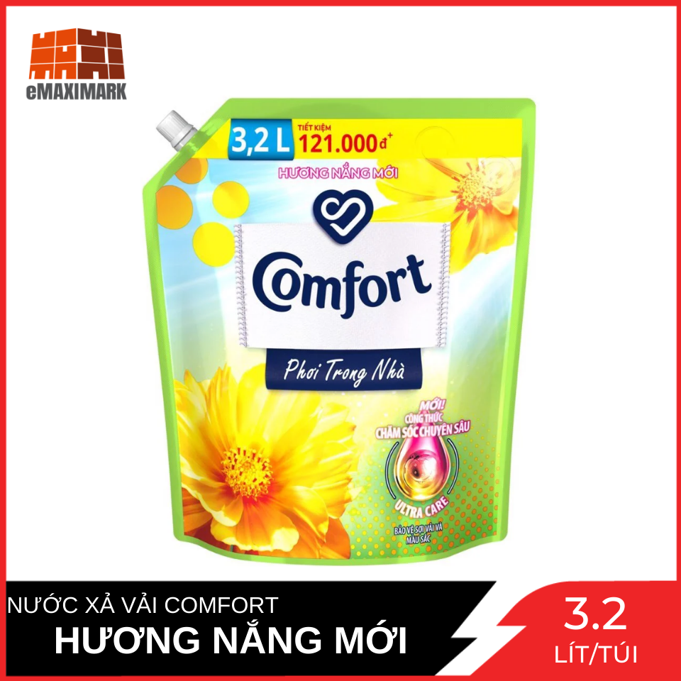 Nước Xả Vải Comfort Hương Nắng Mới (Vàng) Túi 3.2L