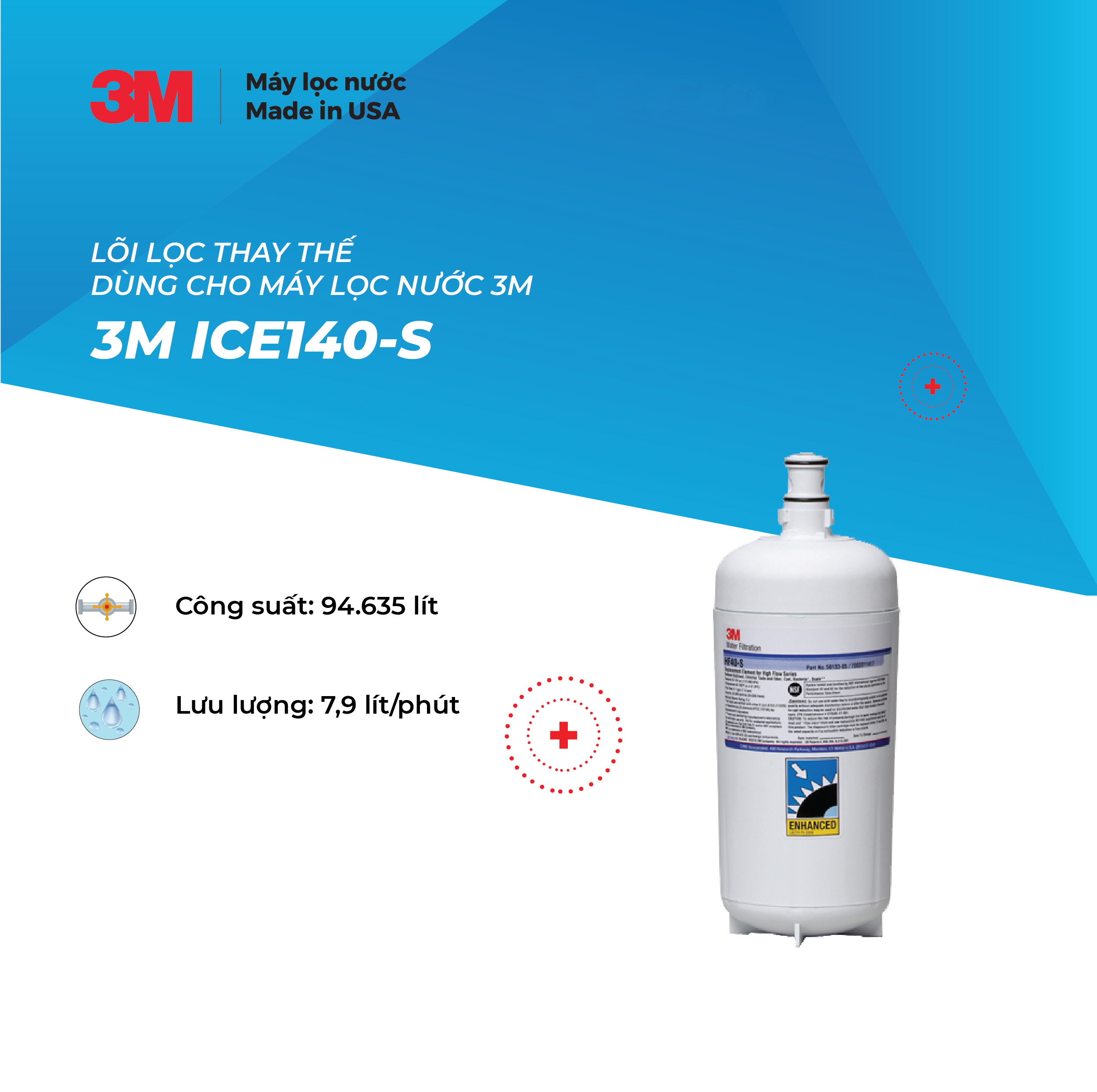 LÕI LỌC 3M HF40-S DÙNG THAY THẾ CHO MÁY LỌC NƯỚC 3M ICE140-S