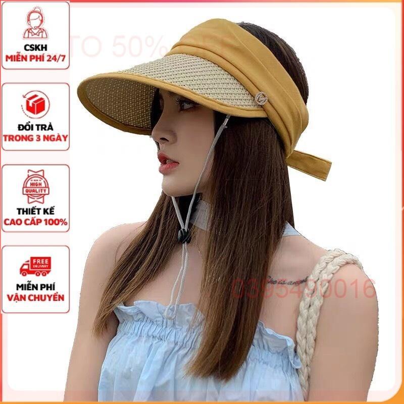 Mũ cói lưỡi trai Chống Nắng Tia Uv nửa đầu Vành rộng Nón hở chóp thời trang nhiều màu cho phái đẹp Phong cách hàn quốc
