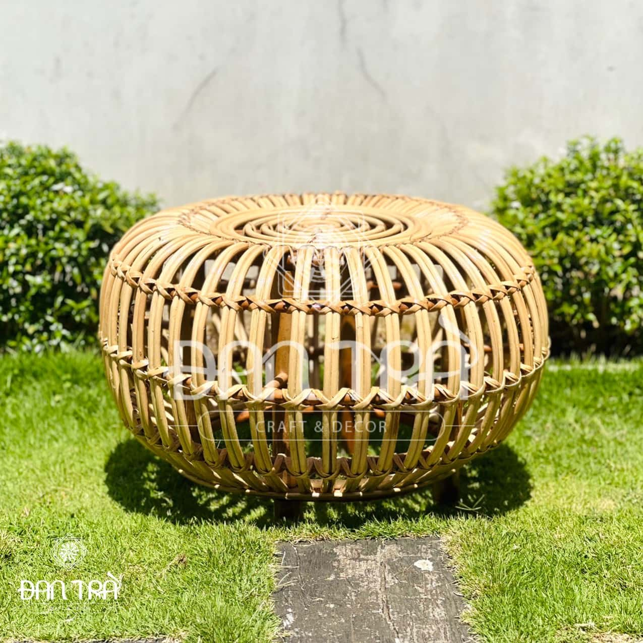 Đôn Mây Bí Decor Phòng Nhỏ Gọn- Đôn Mây Ban Công Thư Giãn Uống Trà- Đôn Mây Gác Chân Gía Rẻ- Mây Tre Đan Trà Decor