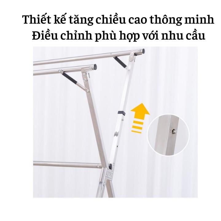 Sào Phơi Đồ Inox Thông Minh SP16, Cải Tiến Bánh Xe, Cây Gấp gọn, Giá Giàn Phơi Có Quà Tặng Móc Treo Đồ