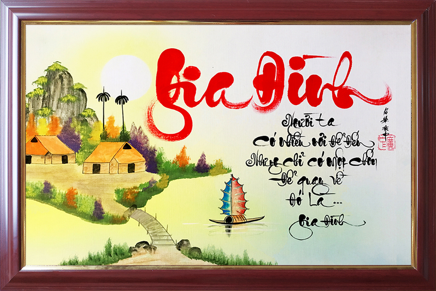 Tranh thư pháp chữ Gia Đình