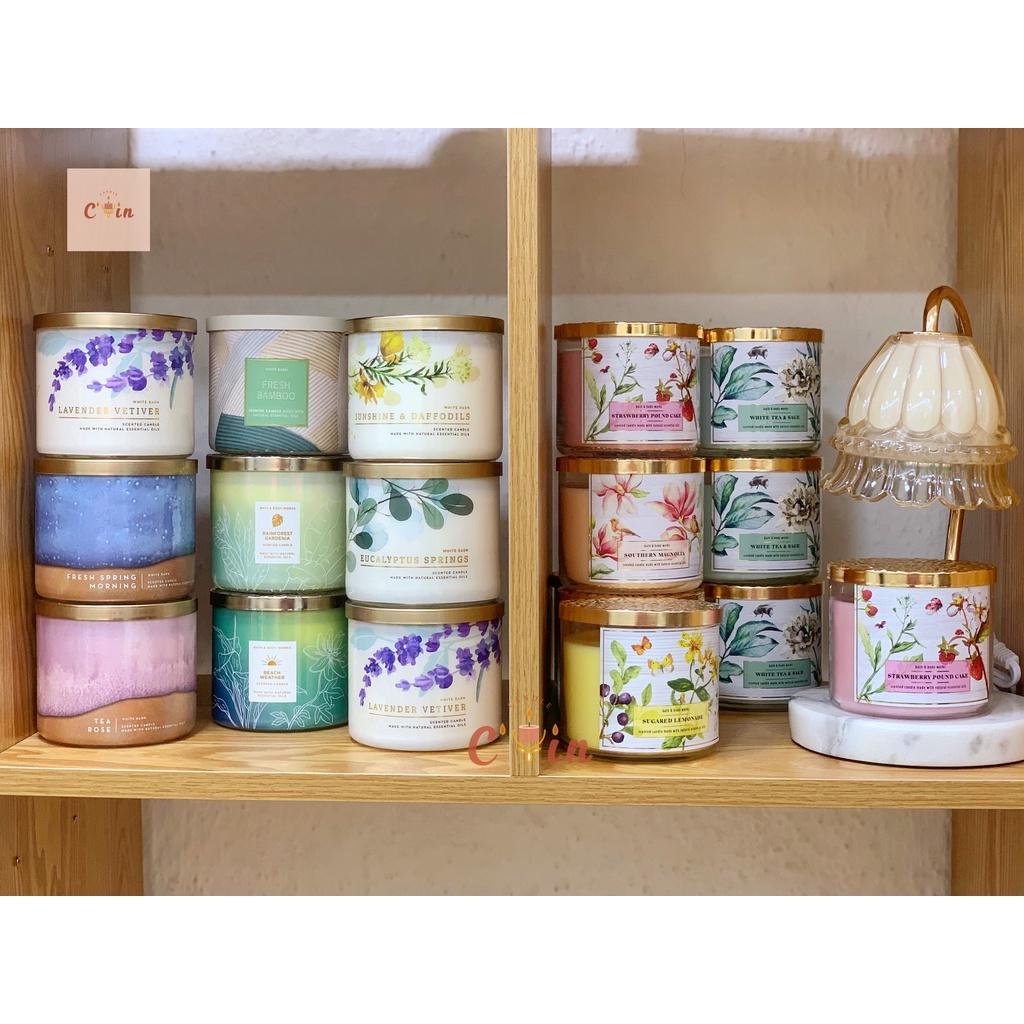 (BBW 3 bấc AROMA &amp; Flower) Nến thơm Bath and Body Works 3-wick candles 411g hàng Mỹ - Hoa cỏ mùa xuân hè, trị liệu