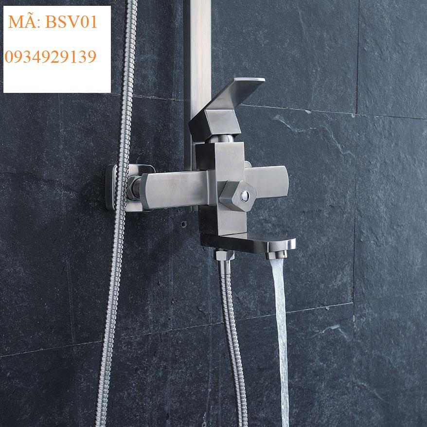 BỘ SEN CÂY TẮM ĐỨNG NÓNG LẠNH VUÔNG INOX SUS 304 CAO CẤP SC01