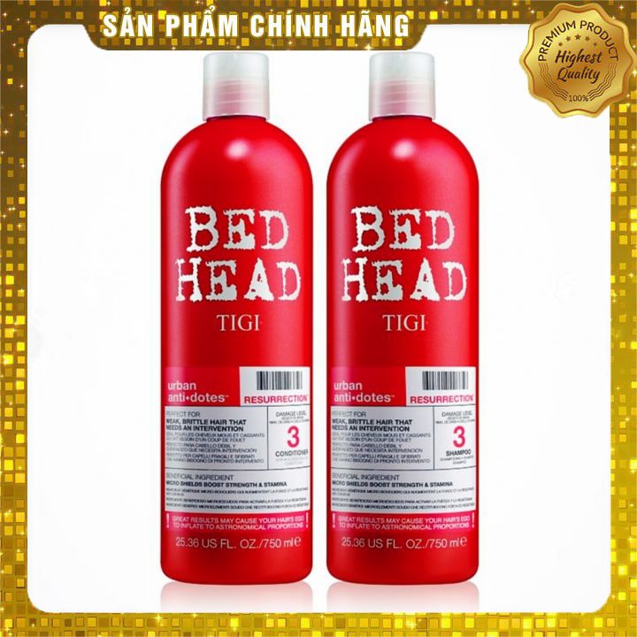 Cặp dầu gội xả Tigi Bedhead màu đỏ phục hồi tóc hư tổn 970ml*2 (mẫu mới)