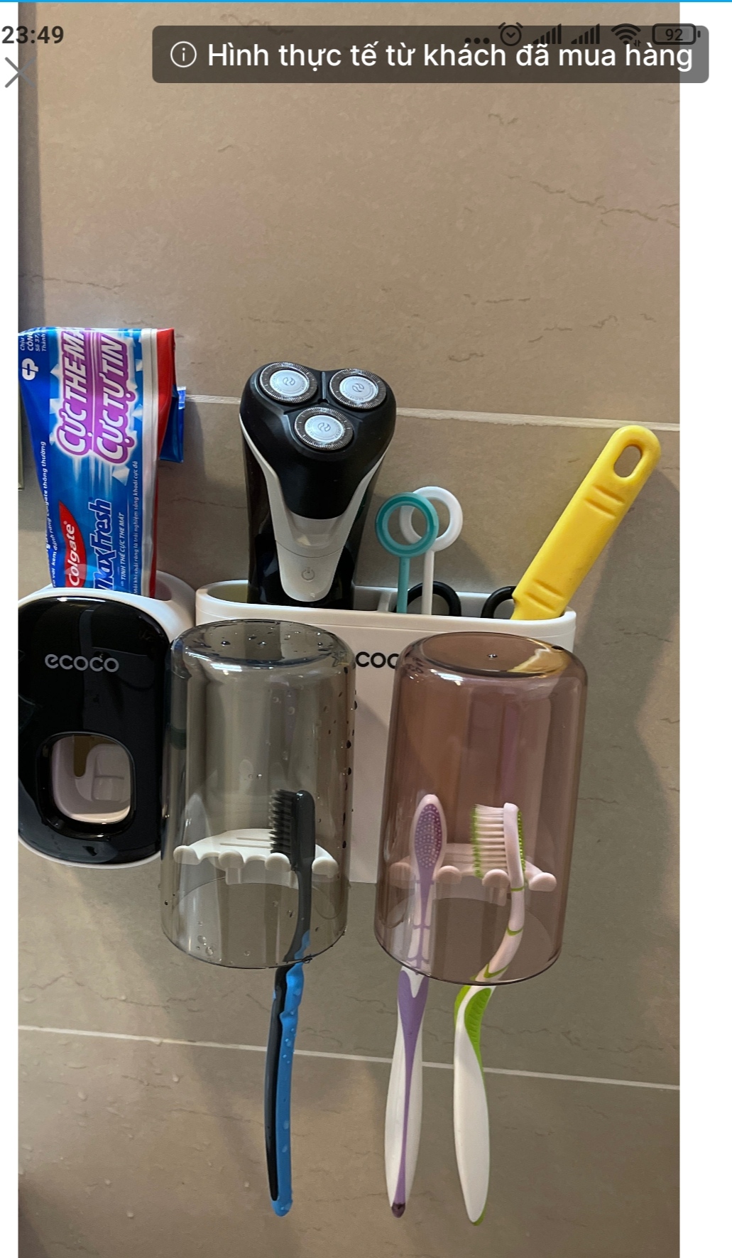 Bộ dụng cụ nhả kem đánh răng tự động và giá treo bàn chải đa năng 02 cốc TH SUS-E1924 - chất liệu ABS cao cấp