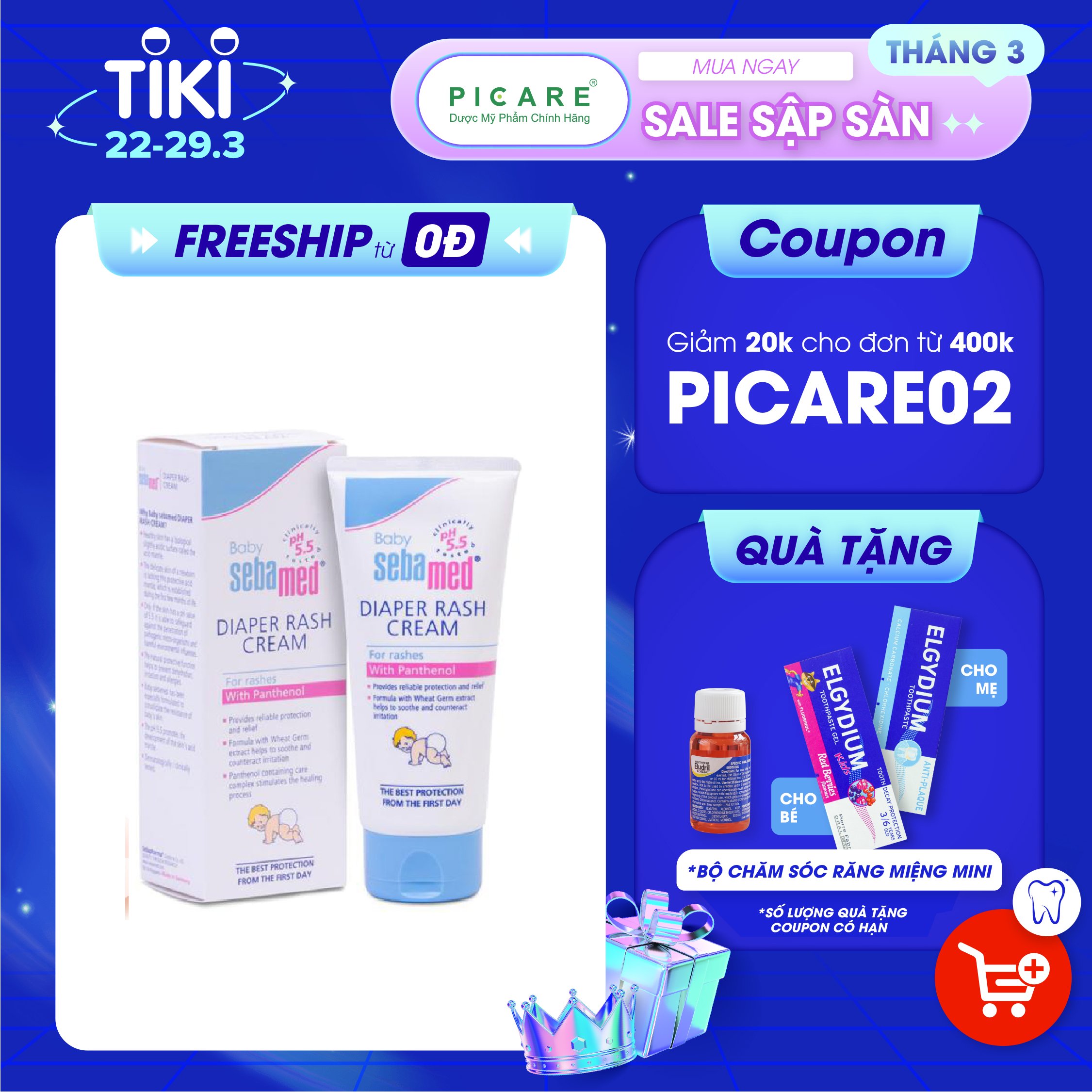 Kem Chống Hăm Cho Bé pH 5.5 Baby Sebamed Diaper Rash Cream SBB03B (50ml)