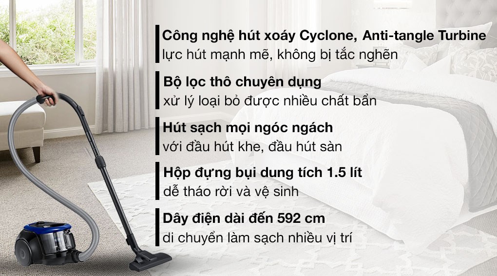 Máy hút bụi dạng hộp Samsung VC18M2120SB/SV - Hàng Chính Hãng