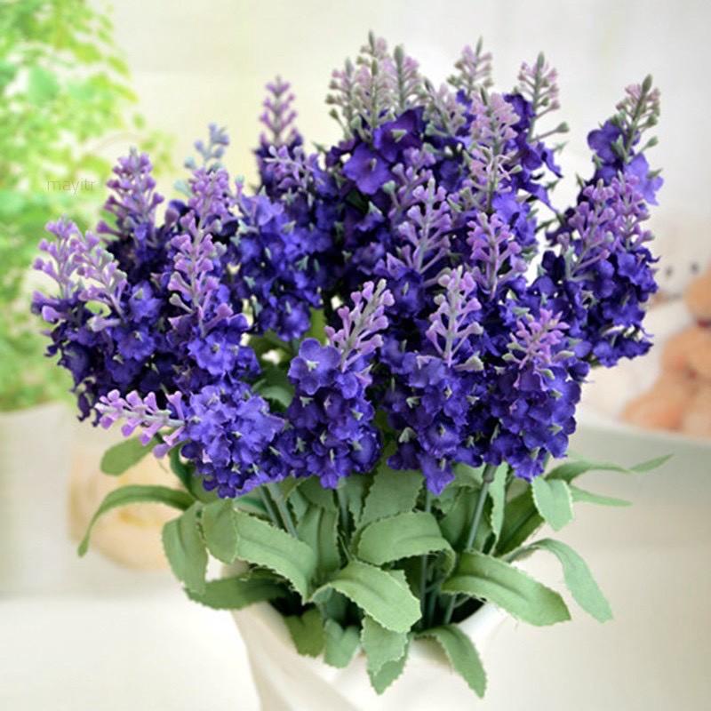 Hoa giả, nhánh hoa lavender oải hương 4 màu siêu đẹp trang trí nhà cửa, quán cafe