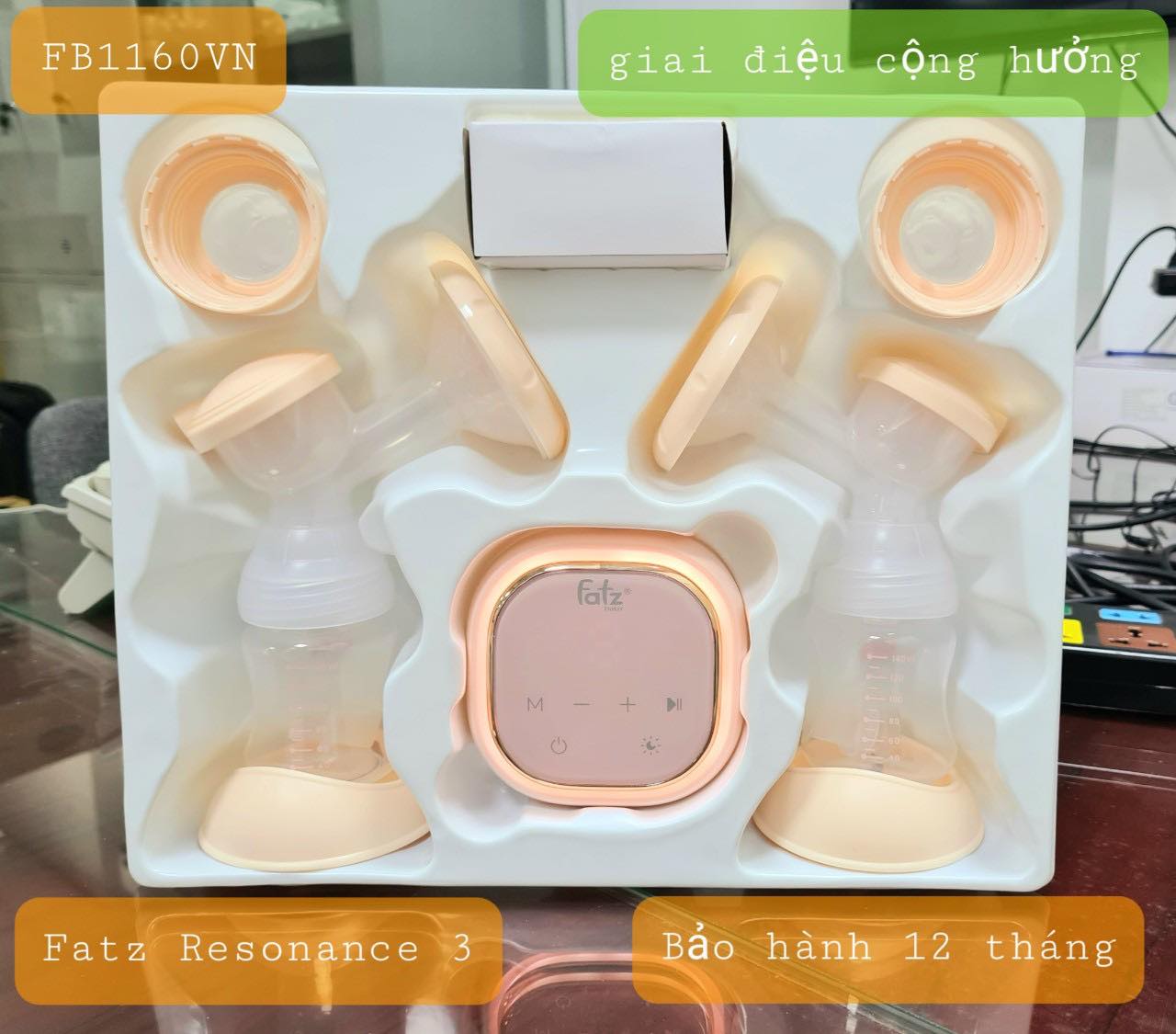 Máy hút sữa điện đôi Resonance 3 Fatzbaby FB1160VN ( Tặng 01 áo hút sữa rãnh tay )