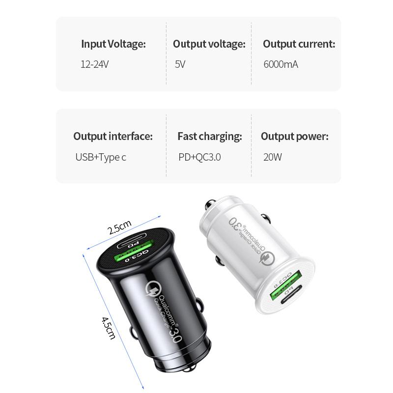 Bộ sạc xe hơi USB kép 48W nhanh trên đường USB C PD LIGHT
