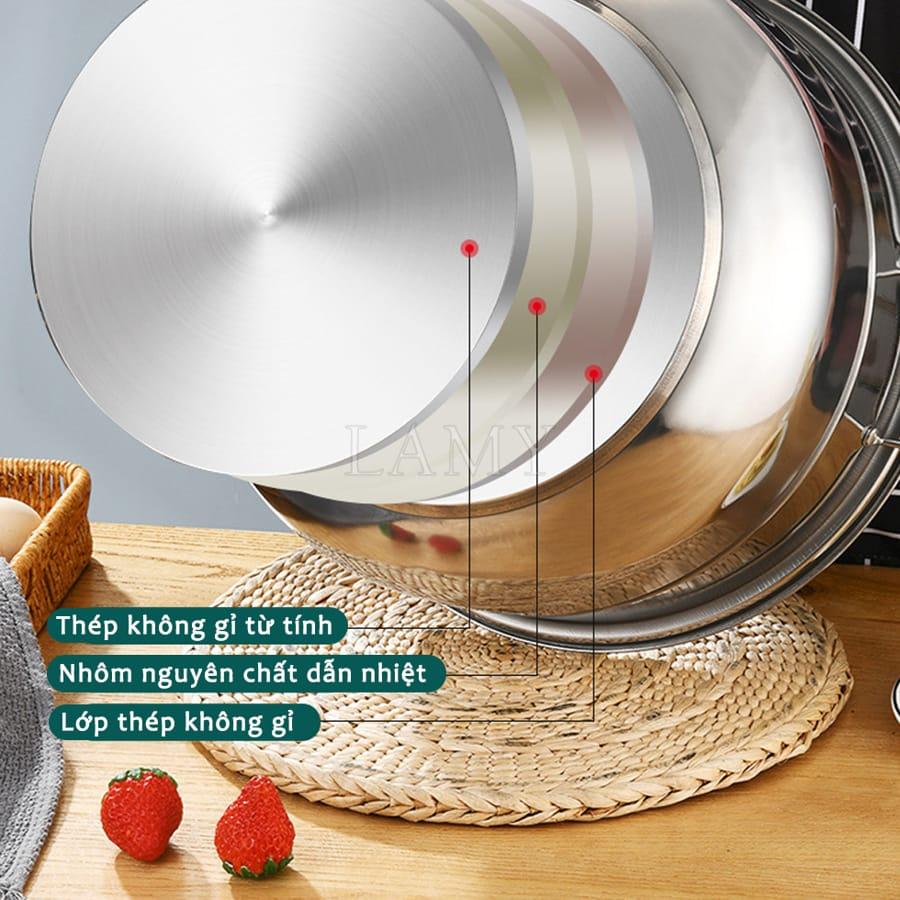 Nồi Hấp Inox Đa Năng 3 TẦNG 28CM Dùng Cho Cả Bếp Từ Và Bếp Ga Thiết Kế Hiện Đại Tiện Dụng
