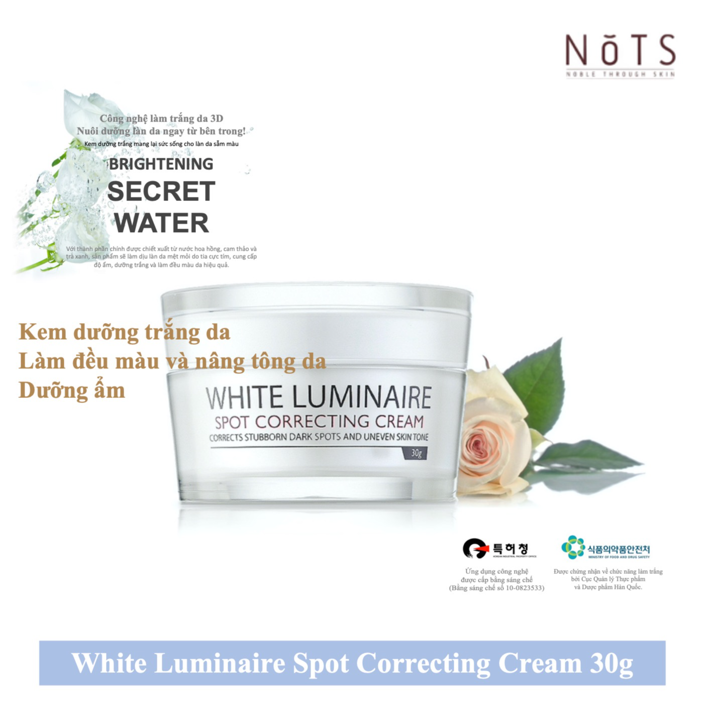 Kem dưỡng ẩm và trắng da NoTS White Luminaire Spot Correcting Cream 30g