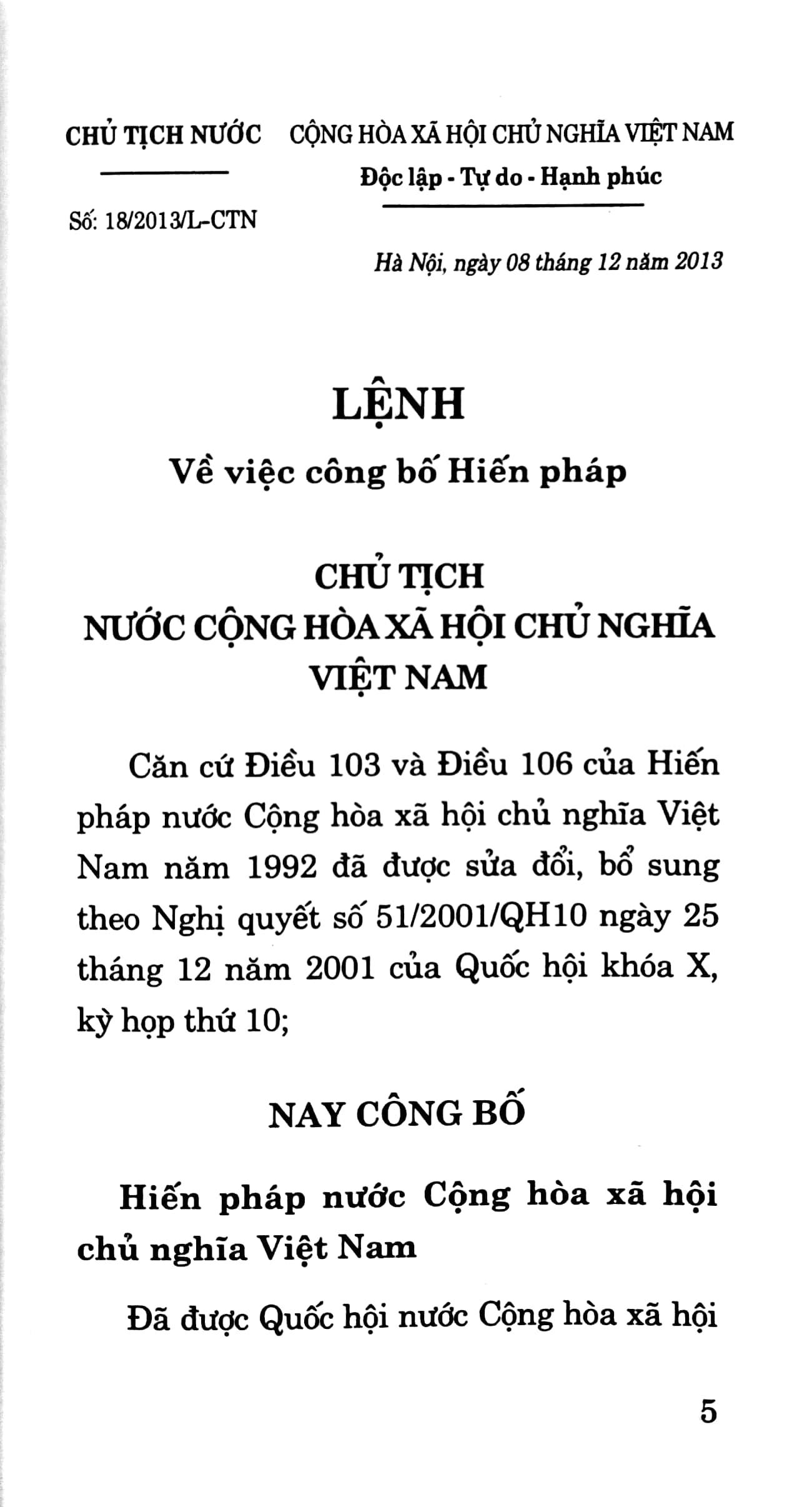 Hiến Pháp Nước Cộng Hòa Xã Hội Chủ Nghĩa Việt Nam