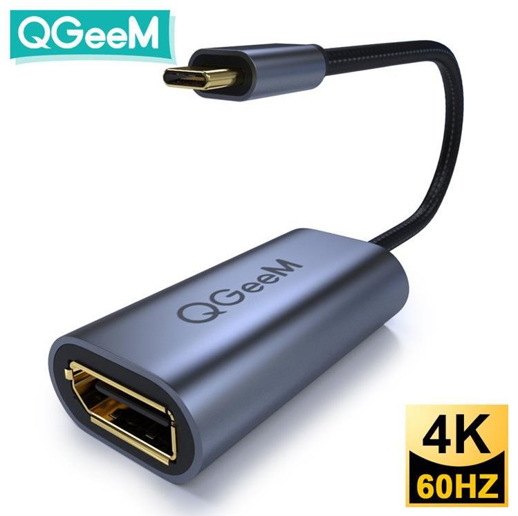 Cáp chuyển đổi Type c sang DisplayPort QGeeM 4K@60Hz Ulltral HD dây dù cao cấp- Hàng nhập khẩu