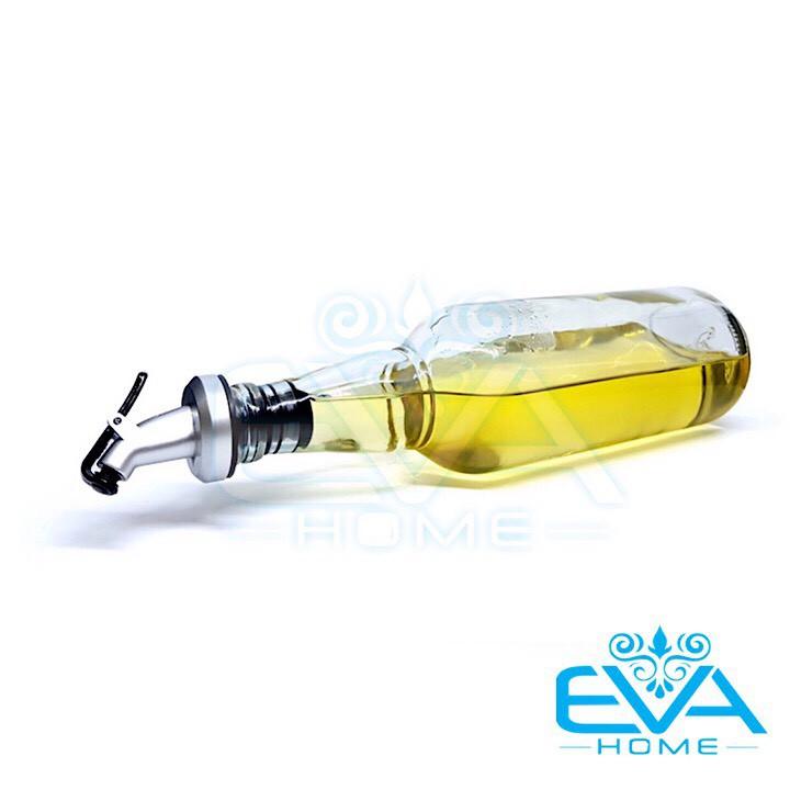 Chai Thuỷ Tinh Tròn Đựng Dầu ăn Oil Can Có Vòi Chiết Rót Tiện Lợi 500 Ml