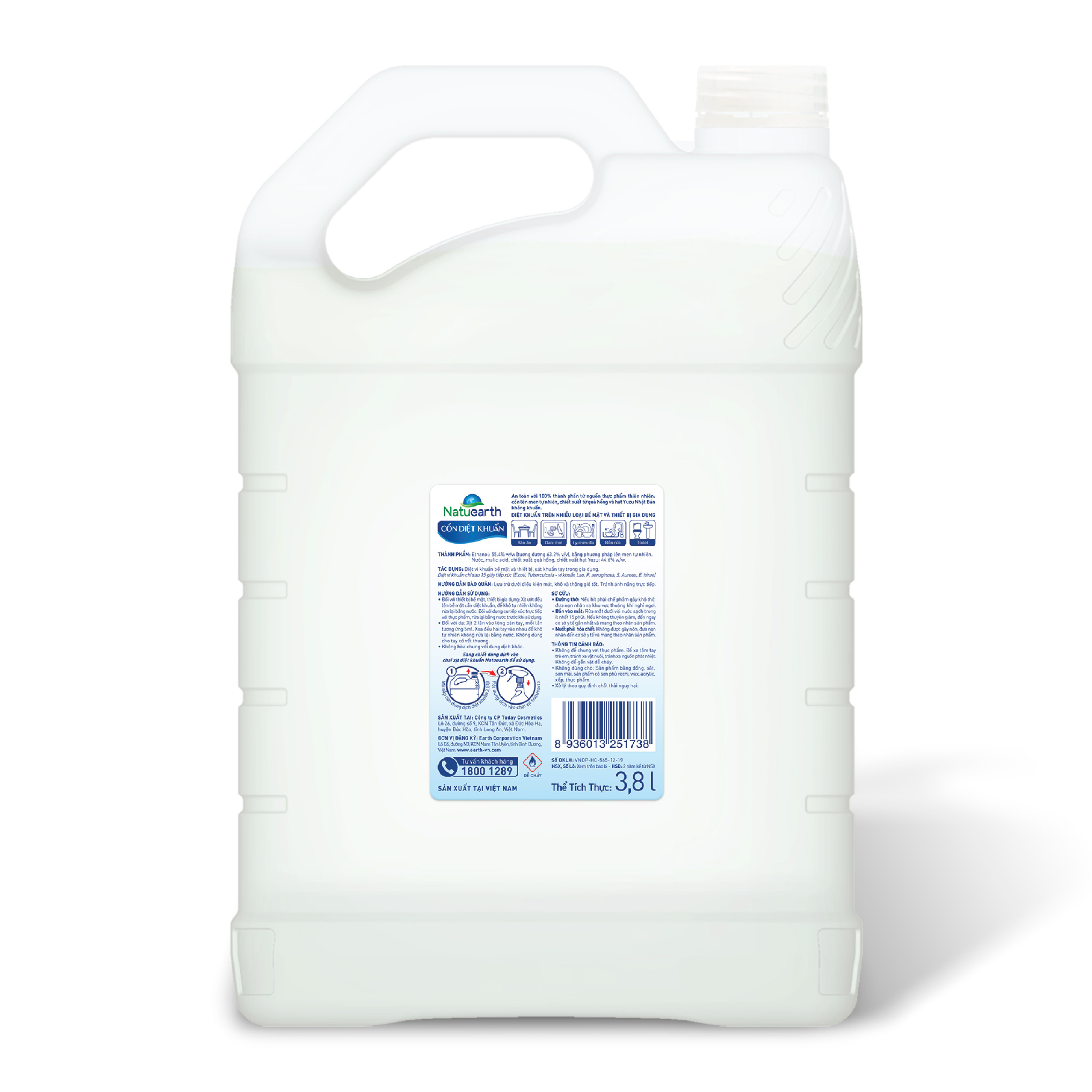 Cồn Diệt Khuẩn Natuearth can 3,8 lít