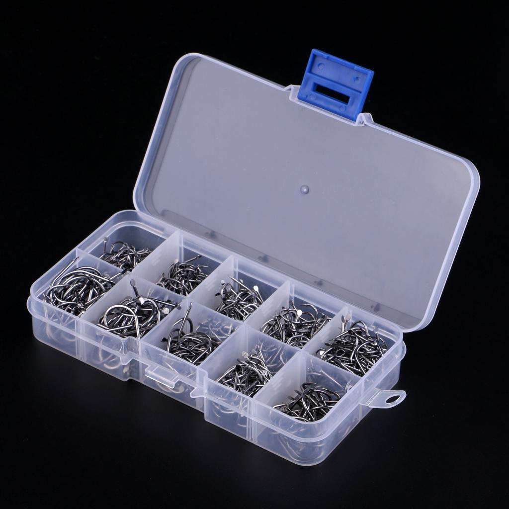 500pcs High Carbon Steel Fishing Hooks Fly Jig Barbed Hook with Hole 6-15#