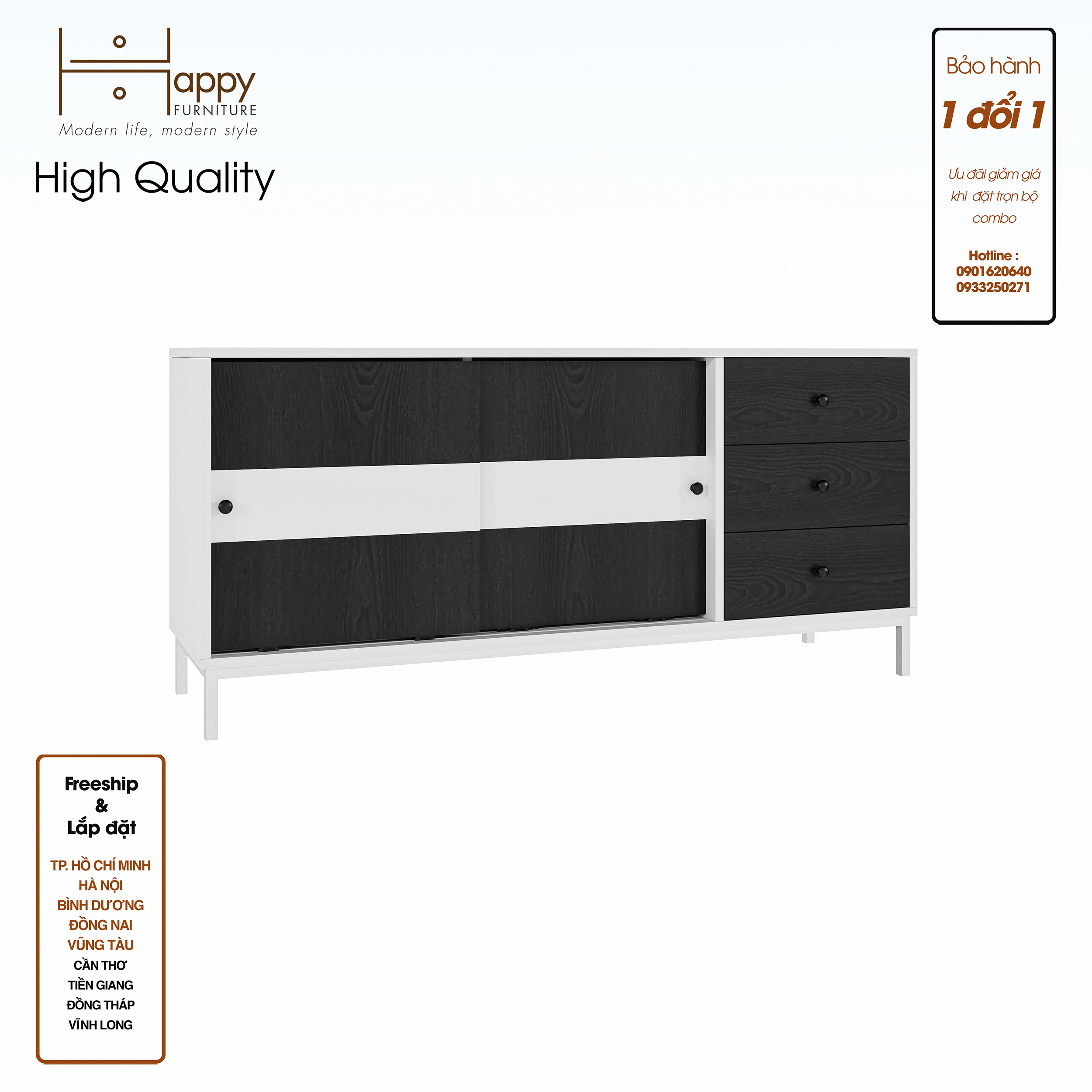 TAKO, Kệ TV 2 cánh lùa - chân sắt , 140cm x 40cm x 65cm , KTV_037