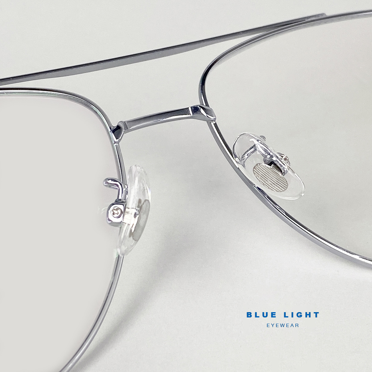 Gọng Kính Cận, Kính Giả Cận Nam Nữ TITANIUM Cao Cấp Siêu Nhẹ, Mắt Phi Công To Tròn , Full Đen, Bạc - BLUE LIGHT