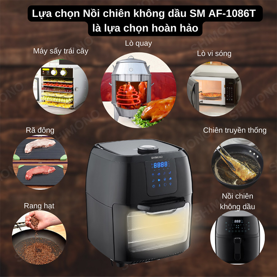 Nồi Chiên Không Dầu Shimono SM-AF1086T - Hàng Chính Hãng