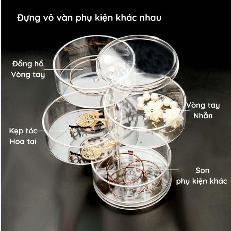 Hộp Đựng Đồ Trang Sức Mini Nhiều Ngăn Cao Cấp Sang Trọng Trong Suốt Xoay 360 Độ Để Phụ Kiện Nhỏ Đẹp Tiện Lợi Giá Rẻ