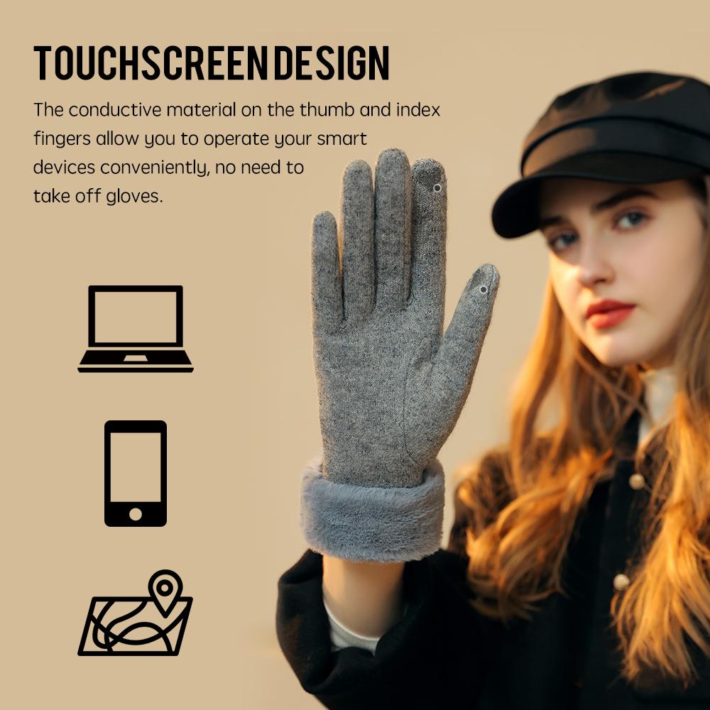 Golovejoy Winter Warm Wool Gloves for Women Touchscreen Texting Gloves Mittens