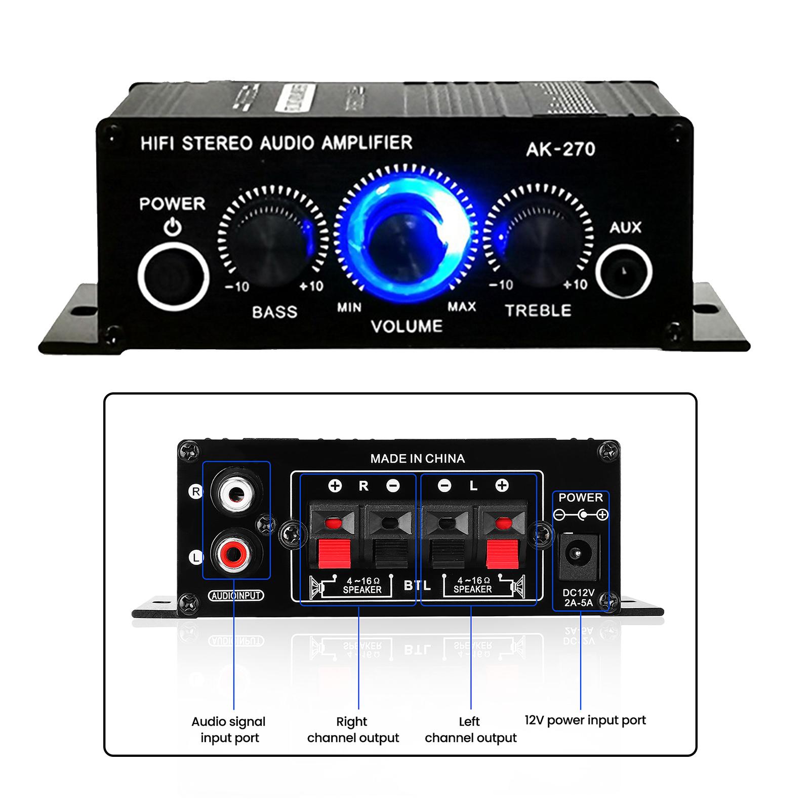 12V 2A Audio Amplifier 2-Channel Speakers for Desktops Portable Home