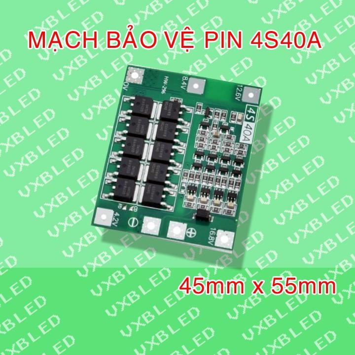 Mạch 2s, 3s, 4s - 40A, sạc cân bằng và bảo vệ pin Li-ion 3.7V.