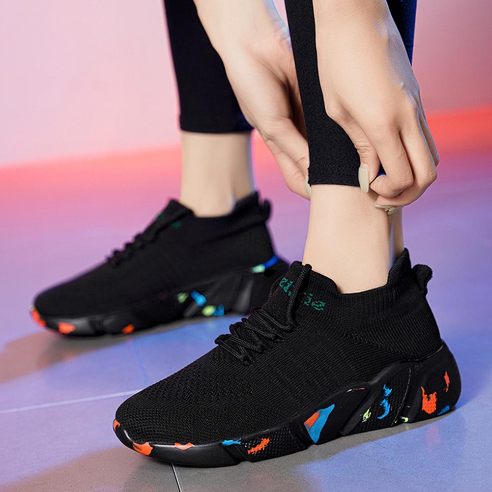 Giày chạy bộ chạy mùa hè nhẹ đi giày thể thao ngoài trời thông thường Color: Black Shoe Size: 42
