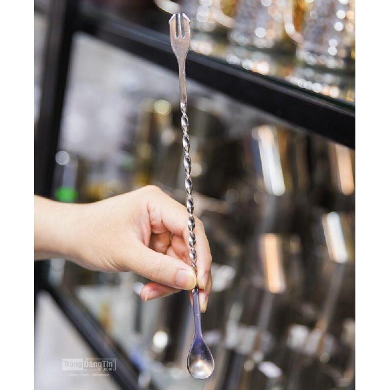 Thìa muỗng khuấy bar spoon bartender đầu tròn hai đầu inox 26cm - 32cm