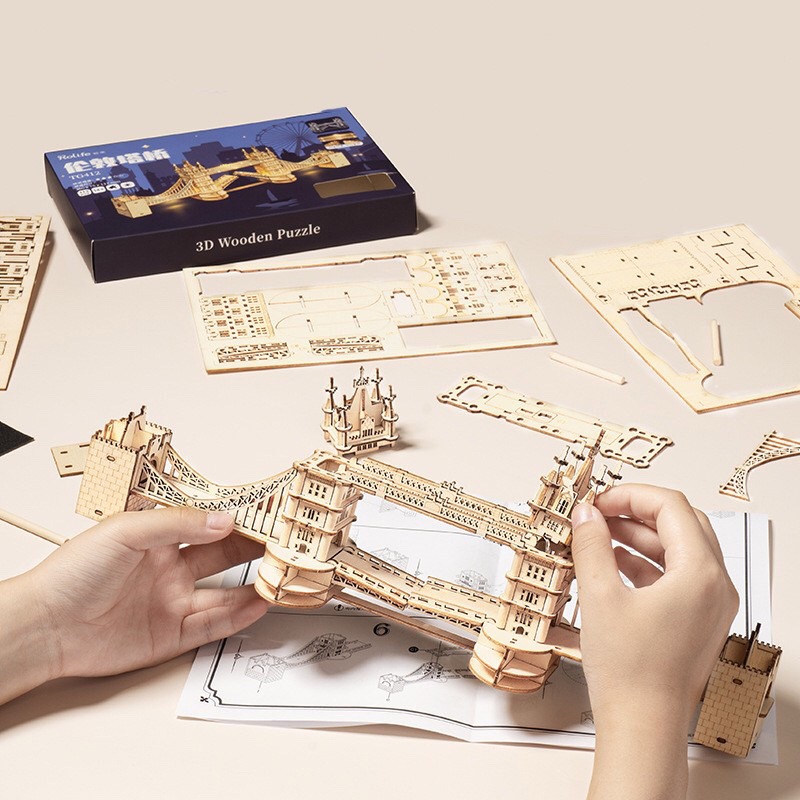 Lắp ráp mô hình gỗ 3D Robotime khinh khí cầu, xe dạ tiệc, xe 3 bánh đồ chơi lắp ghép thông minh